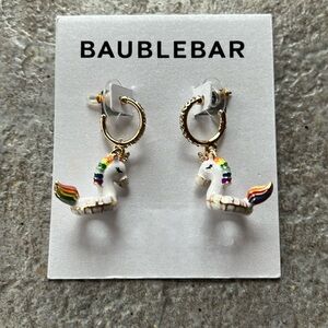 Baublebar Pool Day Unicorn Statement Huggie Earrings. NWT